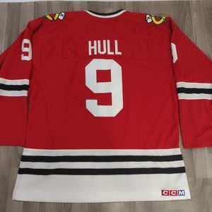 Vtg Bobby Hull CCM NHL Chicago Blackhawks Heroes Of Hockey Red Jersey Mns Sz XXL
